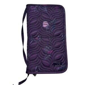 Lug Sleeper XL Makeup Brush Holder Case Floret Purple Quilted Organizer READ New